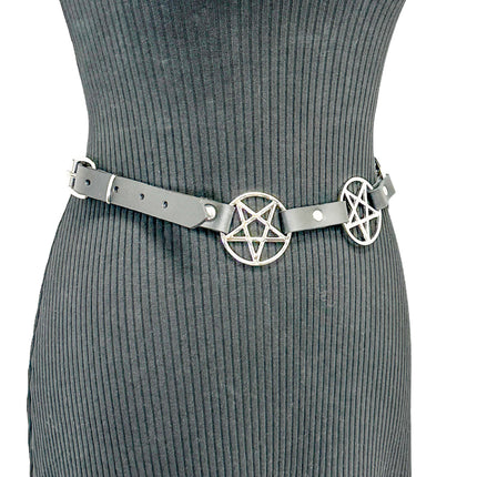 BT485 LARGE PENTAGRAM BELT LEATHER LINK BUCKLE BACK