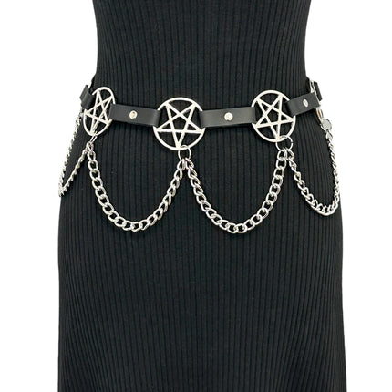 BT486  HANGING CHAIN  LARGE PENTAGRAM BELT
