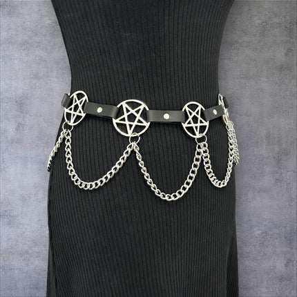 BT486  HANGING CHAIN  LARGE PENTAGRAM BELT