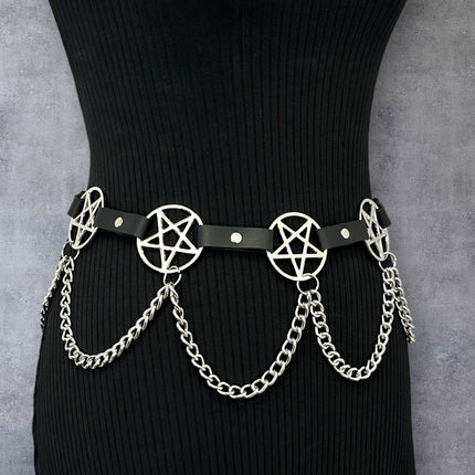 BT486  HANGING CHAIN  LARGE PENTAGRAM BELT