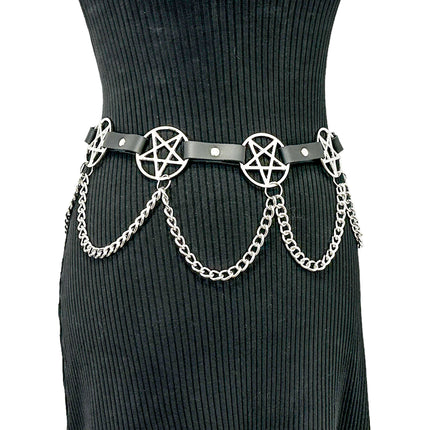 BT486  HANGING CHAIN  LARGE PENTAGRAM BELT
