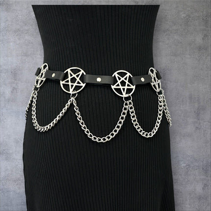 BT486  HANGING CHAIN  LARGE PENTAGRAM BELT