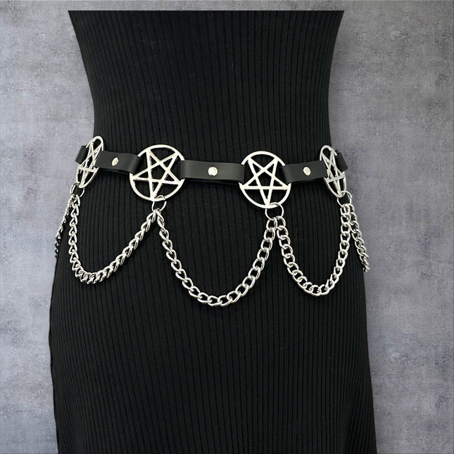 BT486  HANGING CHAIN  LARGE PENTAGRAM BELT