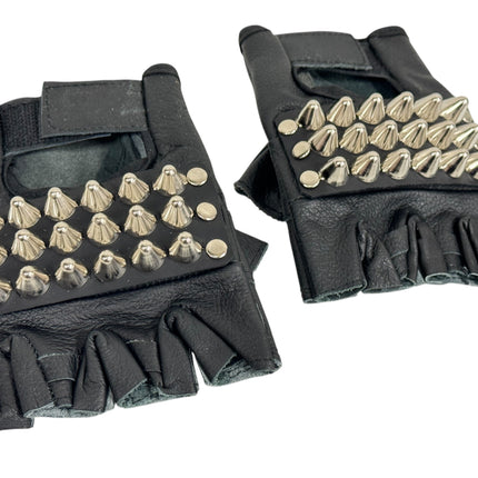 FG107UK77  UK 77 STUDDED FINGERLESS GLOVES PAIR