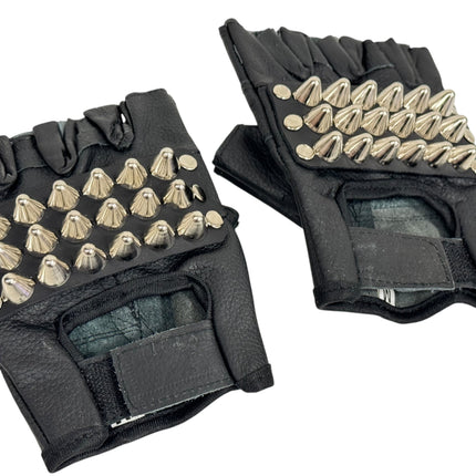 FG107UK77  UK 77 STUDDED FINGERLESS GLOVES PAIR