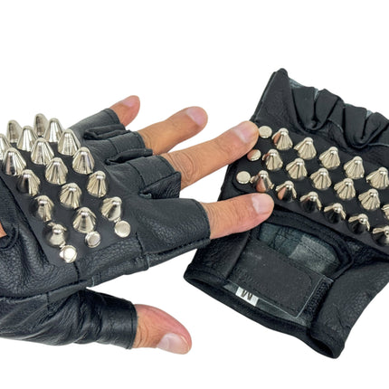 FG107UK77  UK 77 STUDDED FINGERLESS GLOVES PAIR