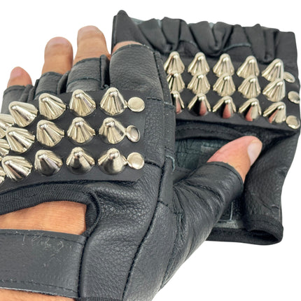 FG107UK77  UK 77 STUDDED FINGERLESS GLOVES PAIR
