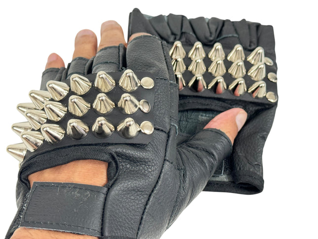 FG107UK77  UK 77 STUDDED FINGERLESS GLOVES PAIR