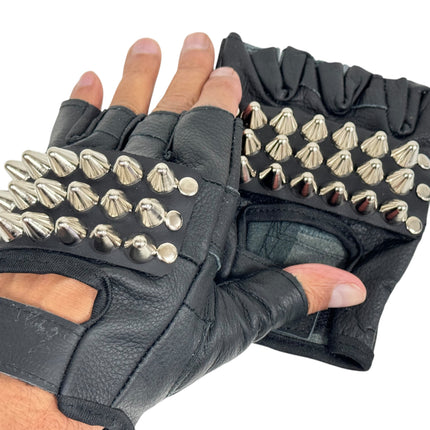 FG107UK77  UK 77 STUDDED FINGERLESS GLOVES PAIR