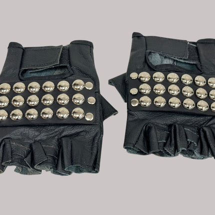 FG107ROUND  STUDDED FINGERLESS GLOVES PAIR