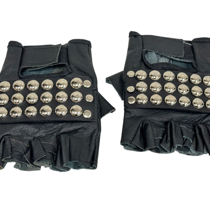 FG107ROUND  STUDDED FINGERLESS GLOVES PAIR