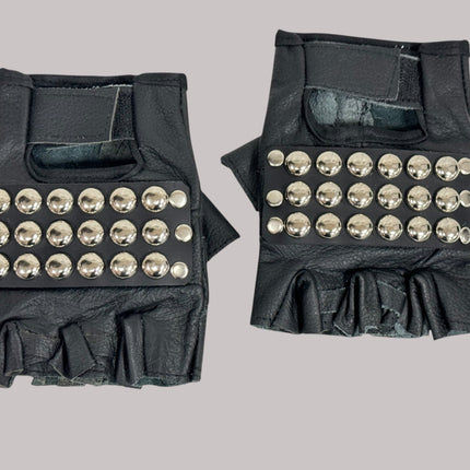 FG107ROUND  STUDDED FINGERLESS GLOVES PAIR