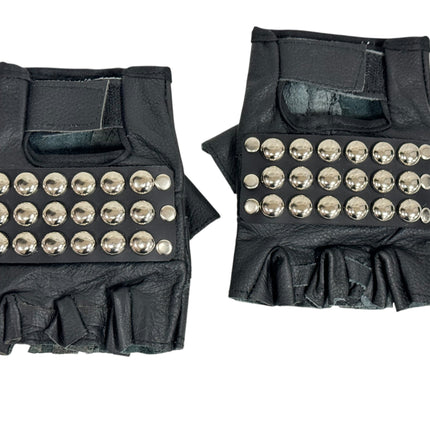 FG107ROUND  STUDDED FINGERLESS GLOVES PAIR