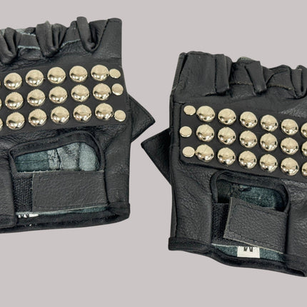 FG107ROUND  STUDDED FINGERLESS GLOVES PAIR