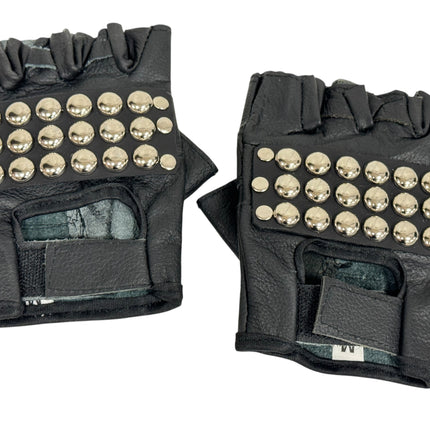 FG107ROUND  STUDDED FINGERLESS GLOVES PAIR