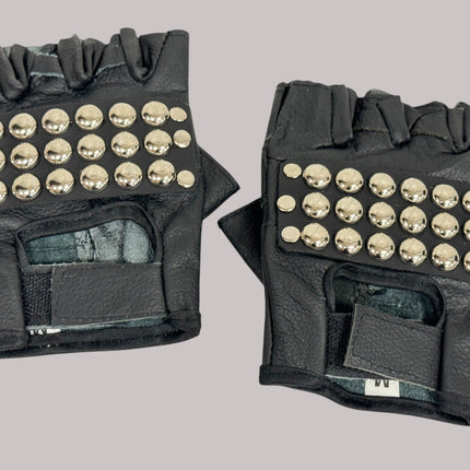FG107ROUND  STUDDED FINGERLESS GLOVES PAIR