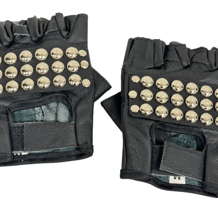 FG107ROUND  STUDDED FINGERLESS GLOVES PAIR