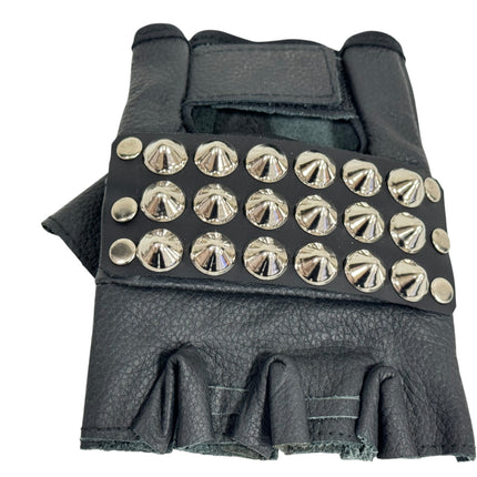 FG107CONICAL   STUDDED FINGERLESS GLOVES PAIR
