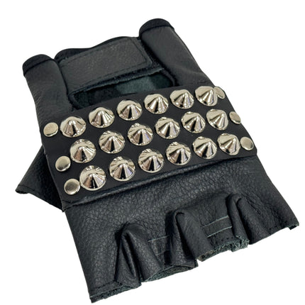 FG107CONICAL   STUDDED FINGERLESS GLOVES PAIR