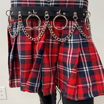 BT501L  GENUINE LEATHER CHAIN D RING BONDAGE BELT