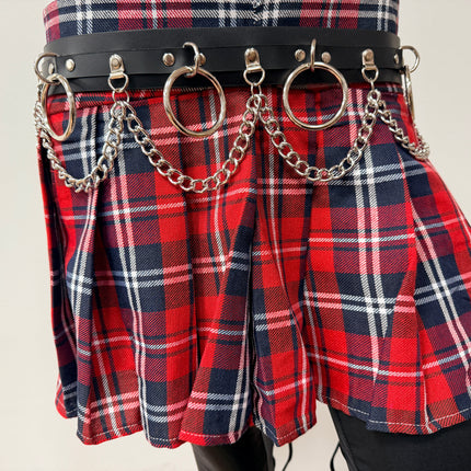 BT501L  GENUINE LEATHER CHAIN D RING BONDAGE BELT