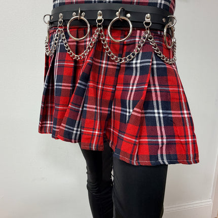 BT501L  GENUINE LEATHER CHAIN D RING BONDAGE BELT