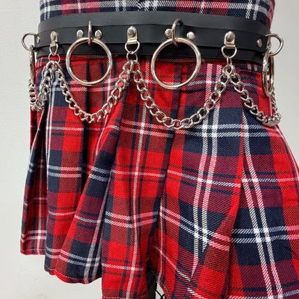 BT501L  GENUINE LEATHER CHAIN D RING BONDAGE BELT