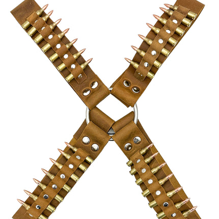 FH110BRN-BRS BRASS BULLET BROWN CROSS HARNESS 1 3/4" WIDE