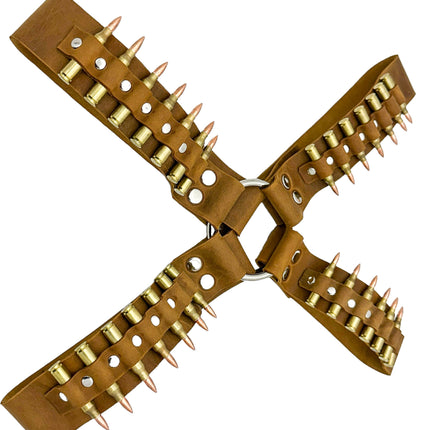 FH110BRN-BRS BRASS BULLET BROWN CROSS HARNESS 1 3/4" WIDE