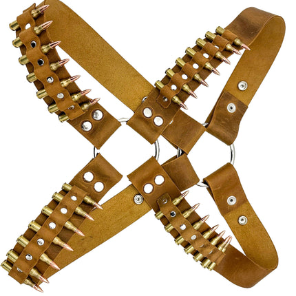 FH110BRN-BRS BRASS BULLET BROWN CROSS HARNESS 1 3/4" WIDE