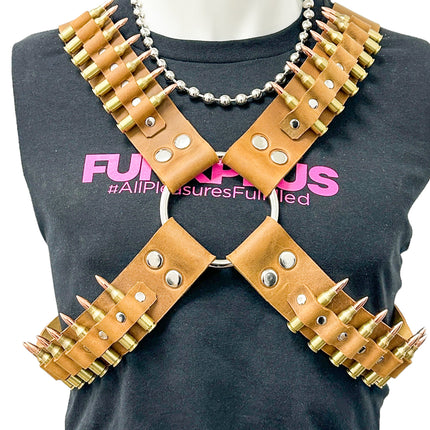 FH110BRN-BRS BRASS BULLET BROWN CROSS HARNESS 1 3/4" WIDE