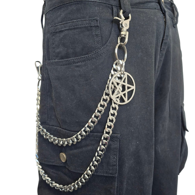 KC200DC-PENTA DOUBLE CUBAN CHIAIN PENTAGRAM KEY CHAIN 24"