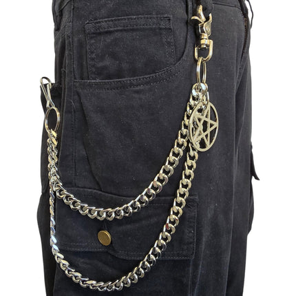 KC200DC-PENTA DOUBLE CUBAN CHIAIN PENTAGRAM KEY CHAIN 24"