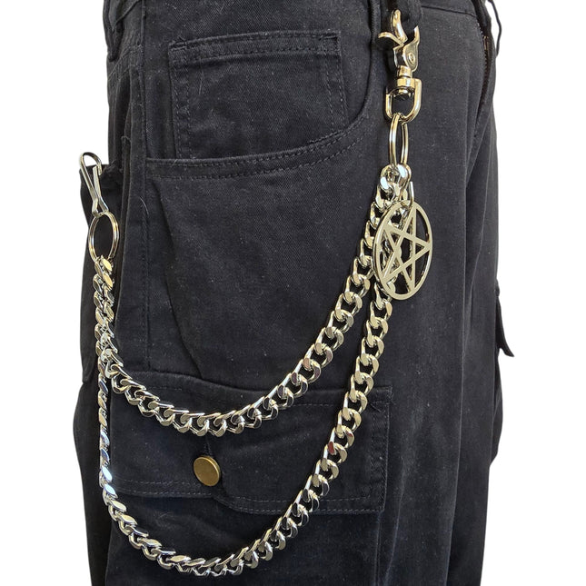 KC200DC-PENTA DOUBLE CUBAN CHIAIN PENTAGRAM KEY CHAIN 24"