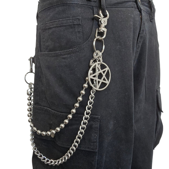 KC200RB-PENTA  BALL /REGULAR STEEL  CHIAIN PENTAGRAM KEY CHAIN 24"