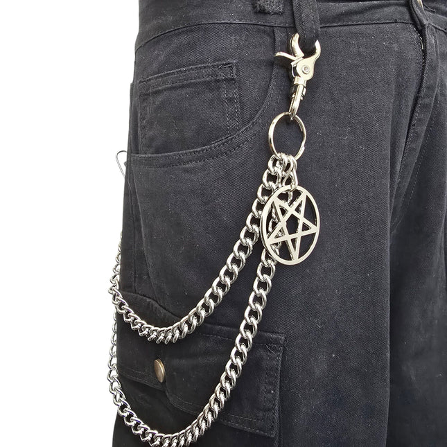 KC200RH-PENTA  6MM/4MM STEEL CHIAIN PENTAGRAM KEY CHAIN 24"