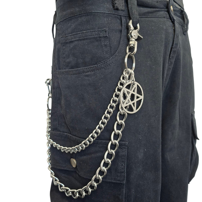 KC200RH-PENTA  6MM/4MM STEEL CHIAIN PENTAGRAM KEY CHAIN 24"