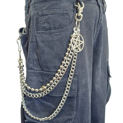 KC300RDB-PENTA  REGULAR STEEL/ BALL CHIAIN PENTAGRAM KEY CHAIN 24"