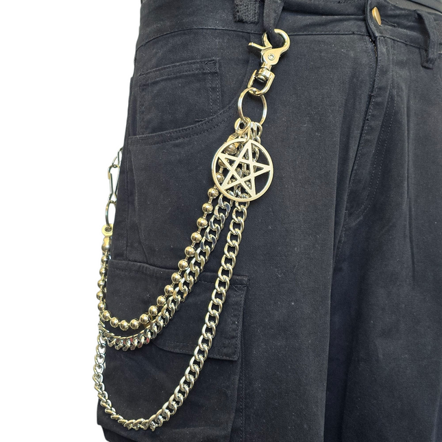 KC300RDB-PENTA  REGULAR STEEL/ BALL CHIAIN PENTAGRAM KEY CHAIN 24"