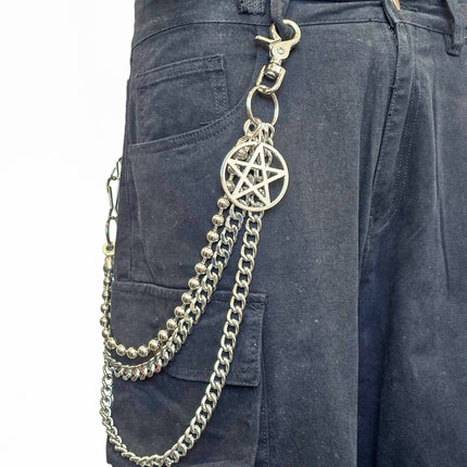 KC300RDB-PENTA  REGULAR STEEL/ BALL CHIAIN PENTAGRAM KEY CHAIN 24"