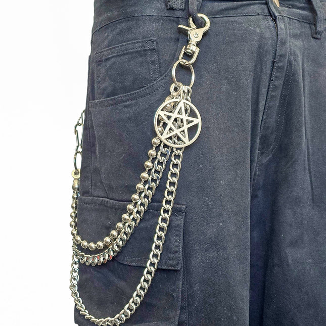 KC300RDB-PENTA  REGULAR STEEL/ BALL CHIAIN PENTAGRAM KEY CHAIN 24"