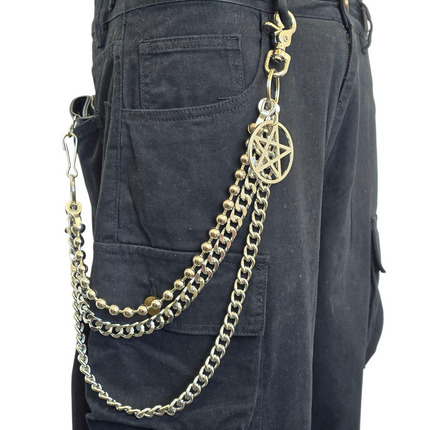 KC300RDB-PENTA  REGULAR STEEL/ BALL CHIAIN PENTAGRAM KEY CHAIN 24"