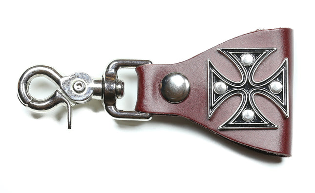 KH102BRN IRON CROSS BROWN LEATHER KEY HOLDER