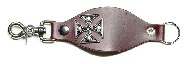 KH102BRN IRON CROSS BROWN LEATHER KEY HOLDER