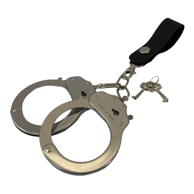 KH111 HANDCUFF HOLDER LEATHER STRAP COMES WITH HANDCUFF OPTIONS: