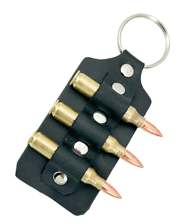 KH302 LEATHER RIVETED BULLET KEYRING KEY HOLDER