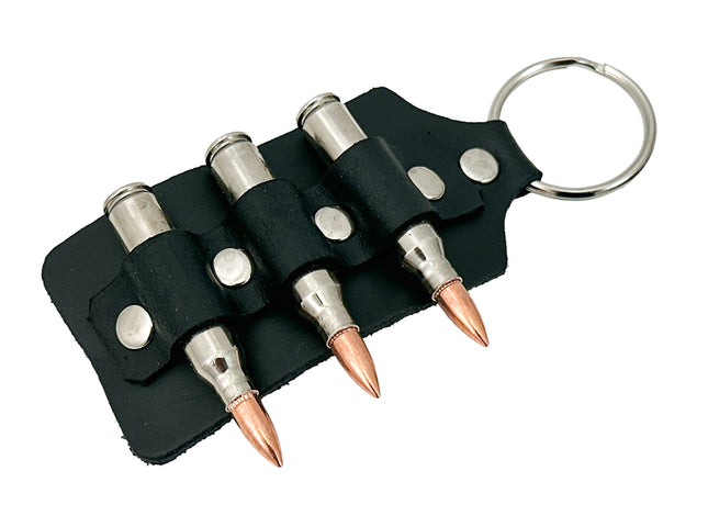 KH302 LEATHER RIVETED BULLET KEYRING KEY HOLDER
