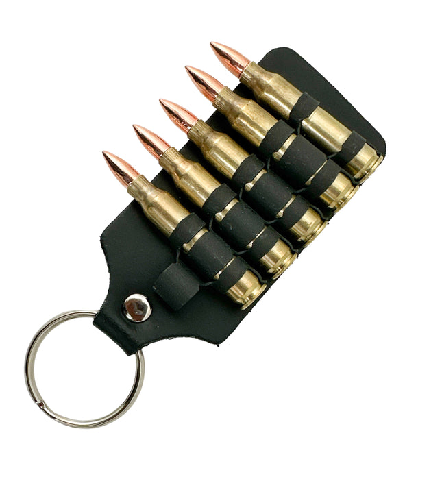 KH304 LEATHER RIVETED LINKED BULLET KEYRING KEY HOLDER