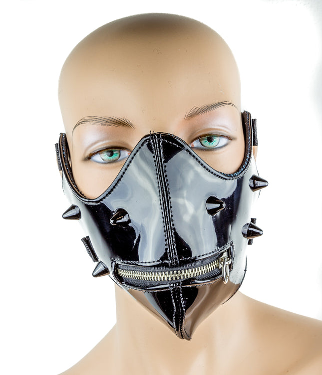 MK113P PATENT LEATHER ZIPPER MASK