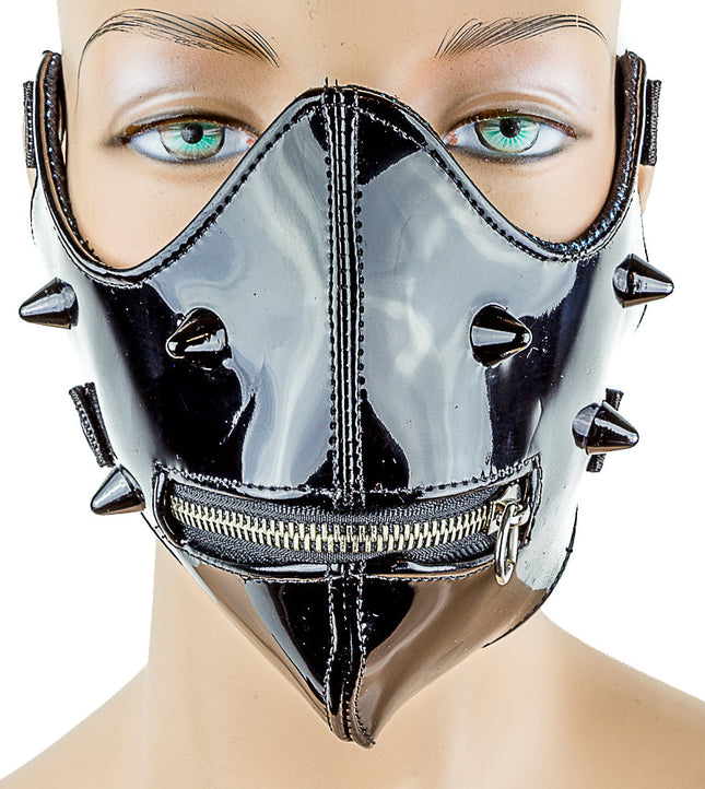 MK113P PATENT LEATHER ZIPPER MASK